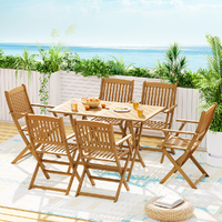 Wooden Outdoor Dining Set, Foldable, 7 pce